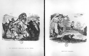 Dieren met de pest en De twee duiven, illustraties uit de Fabels van La Fontaine